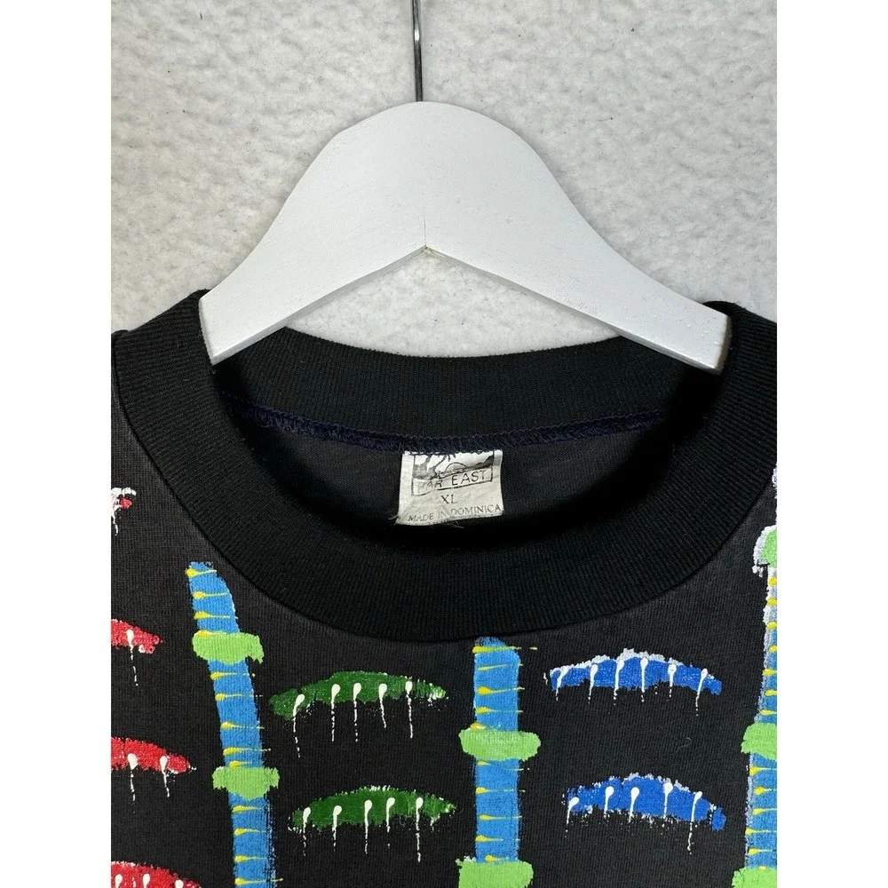 Vintage Art Hand Pained Shirt Striped Geometric Graphics - Men's XL/L